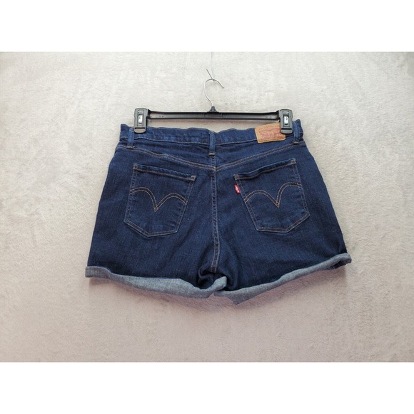 Levi's Mid Length‎ Shorts Womens Size 31 Dark Wash Flat Front Pocket Medium Wash - Picture 2 of 8